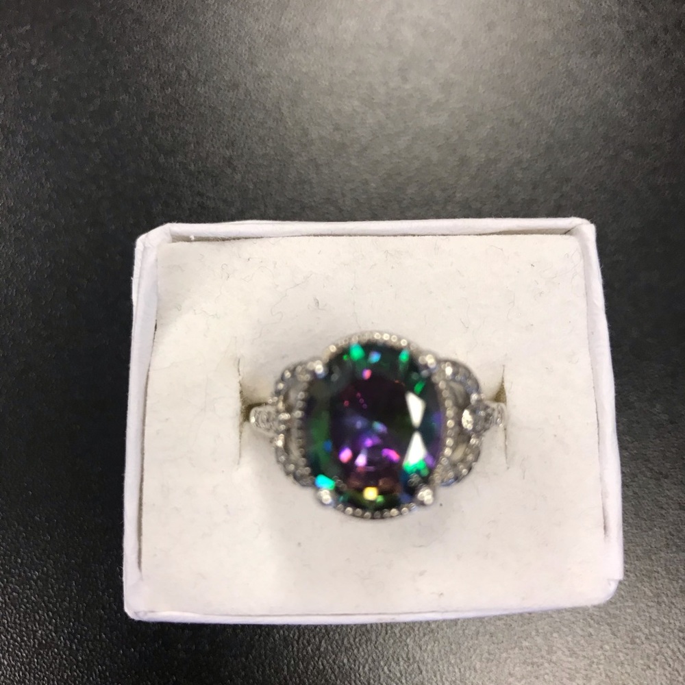 Morganite ring sterling silver size 7